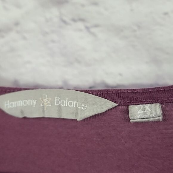 Harmony and Balance 2X Plum Lattice Long Sleeve Top Activewear Tee Workout Shirt - Picture 3 of 5